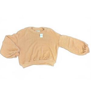 NWT New Free People Beach Happy Pullover Sweatshirt Beige Womens Size Large